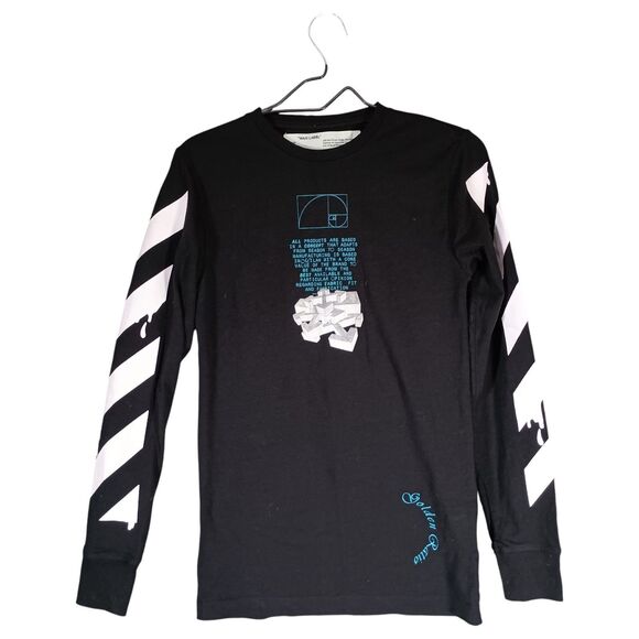 Off-White Main Label Virgil Abloh Crewneck Pullover Sweatshirt Black Mens XXS - Picture 1 of 8
